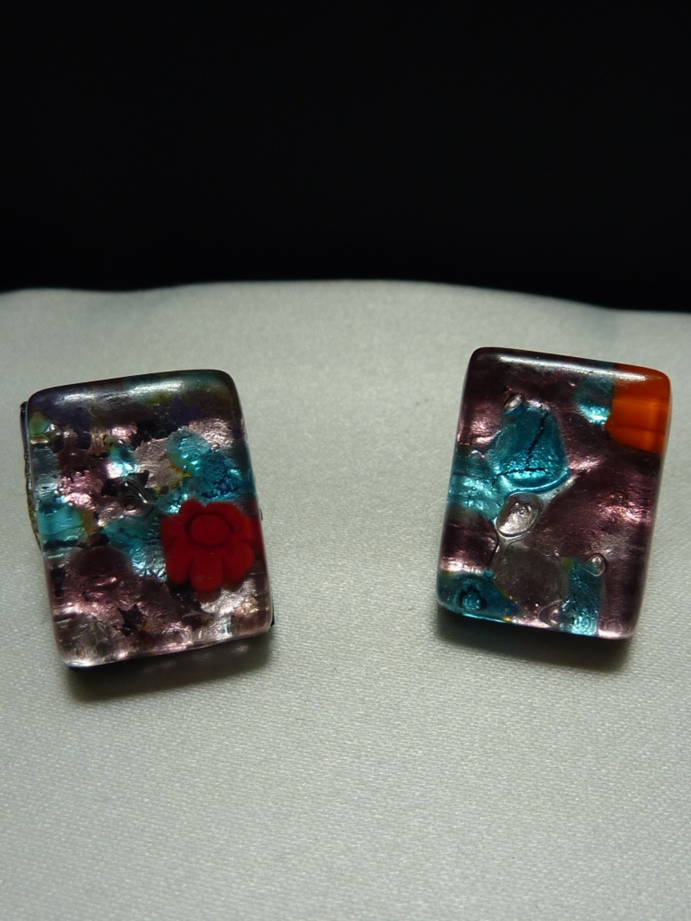 Murano Glass Square Stud Earrings Multicolor ITALY